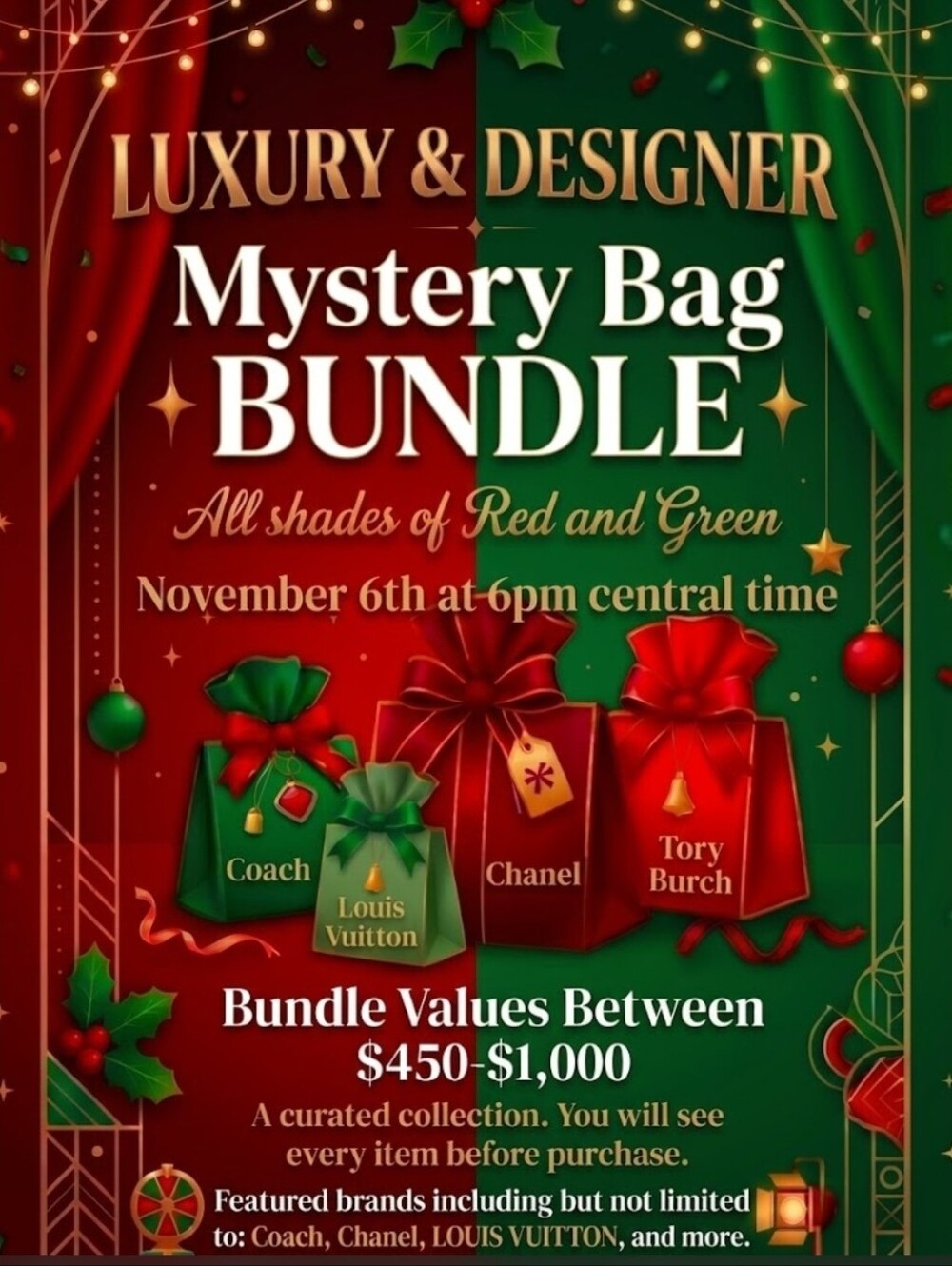 Luxury Mystery Bag Bundle - All Shades Of Red And Green